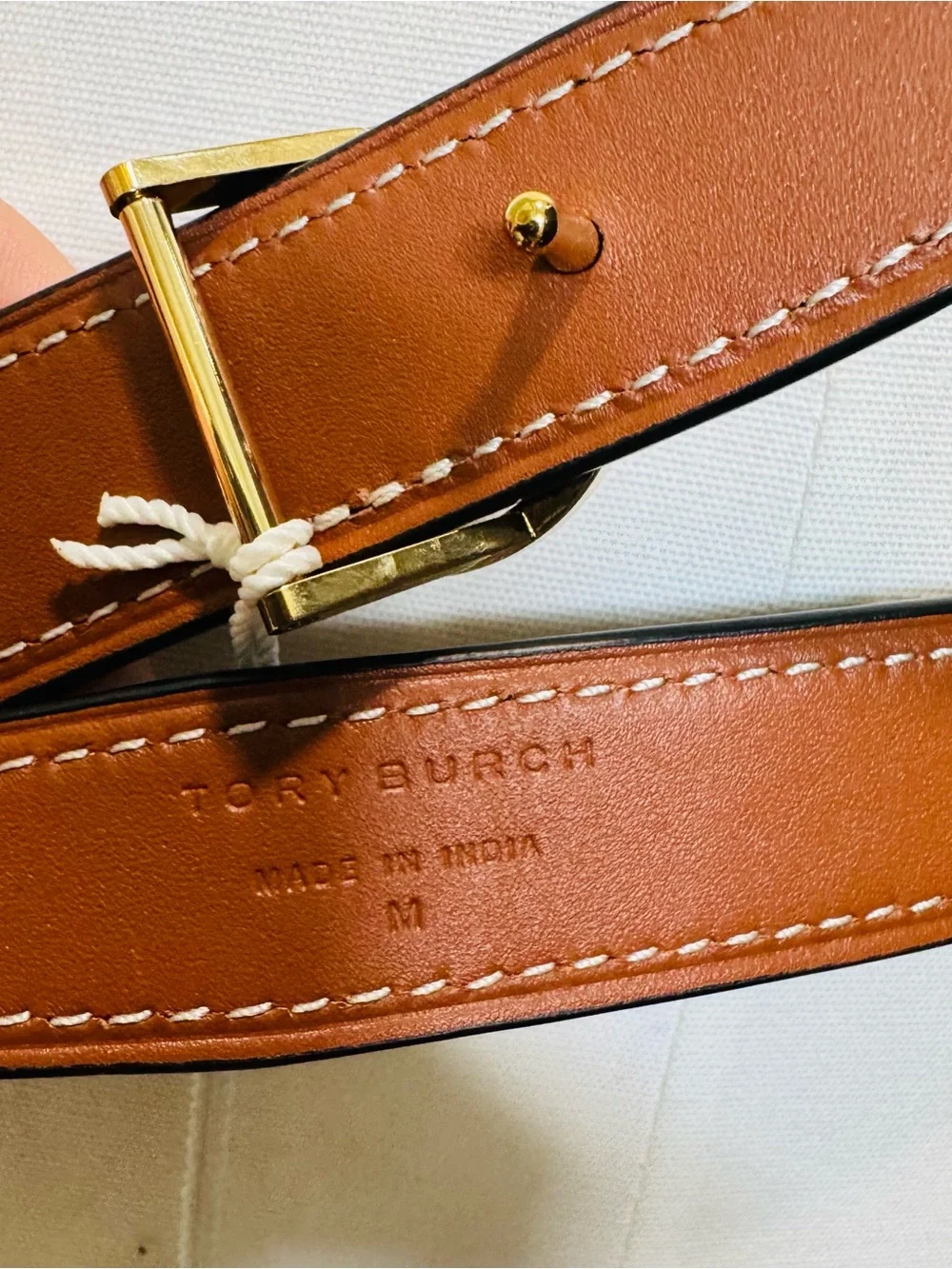 Tory Burch 1” Reversible Black /Brown Leather Belt with Gold Logo Disc
